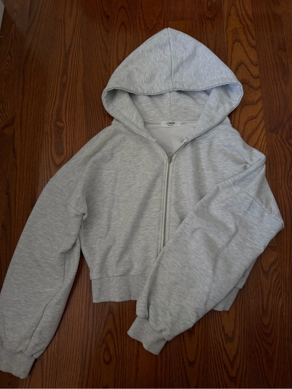 Cropped Zip-Up Hoodie in Gray
